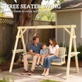 thumbnail image 3 of Outsunny 3 Seat Wooden Porch Swing with Stand, Patio Swing Chair with Cushion, Natural Wood, 3 of 9
