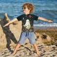 thumbnail image 3 of FORMRS Boys Rash Guard Short Sleeves Swim Shirt Quick Dry UPF 50+ Sun Protection, Sizes 3-12T, Happy Ghost, 3 of 6