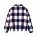 thumbnail image 6 of Smsaxvxz Women’s Long Sleeve Sherpa Fleece Plaid Jacket Casual Chunky Fuzzy Warm Winter Coat for Women Blue 2XL, 6 of 8