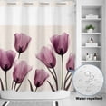thumbnail image 2 of No Hook Shower Curtain, Rose Red Tulip Shower Curtains for Bathroom with See Through Top Window, Vintage Beige Spring Pastoral Flower Waterproof & Washable Bath Curtain 66"x72", 2 of 9