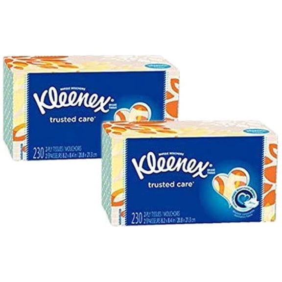 Kleenex Tissues 230 Count, 460 Facial Tissues Total, 2-Ply, Pack Of 2