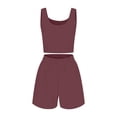 thumbnail image 3 of Two Piece Outfits Women Summer Shorts Sets 2 Piece Sleeveless Matching Crop Top And High Waisted Shorts For Women Neck Bathing Suit Boy Short Swimming Suit Bottoms Women Shorts Swimsuits for Women, 3 of 3