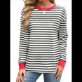 thumbnail image 1 of Tops Tipo Túnica para Mujer, Camisas A Rayas de Larga, Tops de Cuello Redondo Negro y Rojo L, 1 of 8