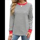 thumbnail image 1 of Tops Tipo Túnica para Mujer, Camisas A Rayas de Larga, Tops de Cuello Redondo Negro y Rojo L, 1 of 8