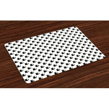 Ambesonne Cat Place Mats Set of 4, Abstract Modern Monochrome, Standard Size, Charcoal Grey Pale Pink
