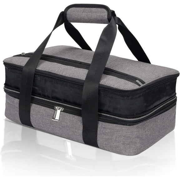 Numjaw Casserole Carrier for Hot or Cold Food, Expandable Insulated Double Casserole Carrier, Fits additional 9"x13" Baking Dishes, Padded Lasagna Holder for Trip, Party, Picnic