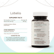 HerbEra Lobelia Capsules, Herbal Dietary Supplement for Respiratory Support, Lobelia (Lobelia Inflata) Dried Herb Capsules, Natural, 60 Capsules