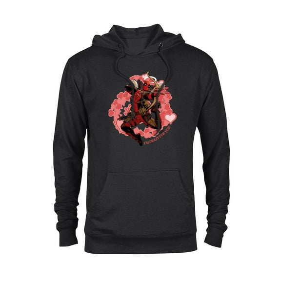 Marvel Deadpool I'm Crazy For You Valentine's Day - Pullover Hoodie for Adults - Customized-Black