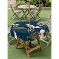 thumbnail image 4 of Outdoor Tablecloth with Umbrella Hole for Patio/Picnic/Party/Camping, White Crane Waterproof Table Cloth Round Cover Washable, Vintage Chinese Cloud Art Blue Gold (Dia 54"), 4 of 8