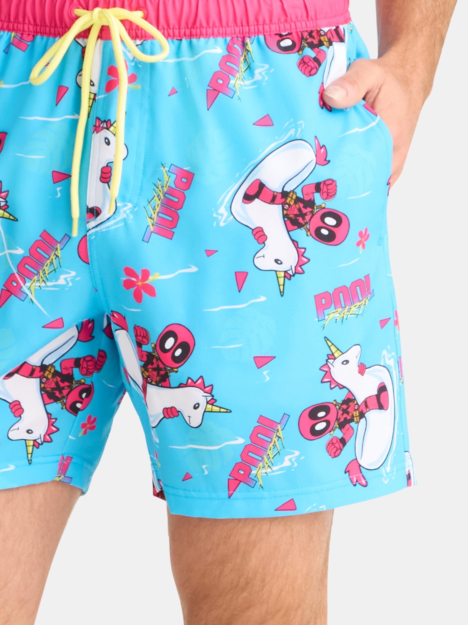 Deadpool Men's and Big Men's Party Graphic Swim Shorts, Sizes S-3XL