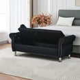 thumbnail image 5 of Dtwnek 62.2 Inch Soft Velvet Storage Bench with Wood Frame, Suitable for Bedroom, Living Room, Black, 5 of 8