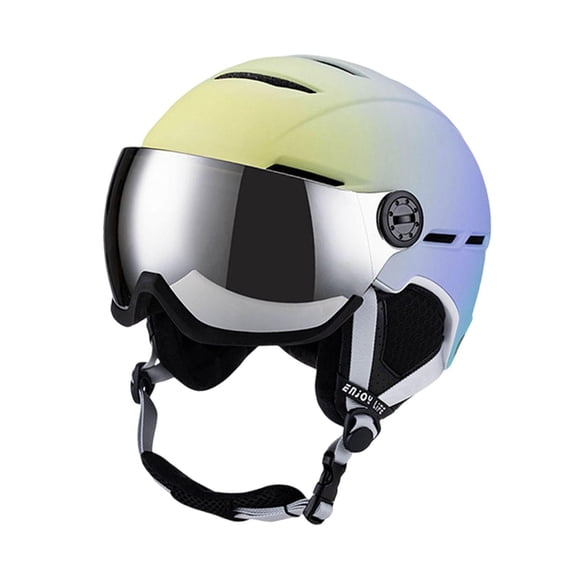 Casco de esquí y gafas protectoras, casco de monopatín portátil 2 en 1, transpirable, con agujeros, para deportes de invierno, ciclismo y adultos.