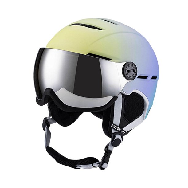 Casco de esquí y gafas protectoras, casco de monopatín portátil 2 en 1, transpirable, con agujeros, para deportes de invierno, ciclismo y adultos.