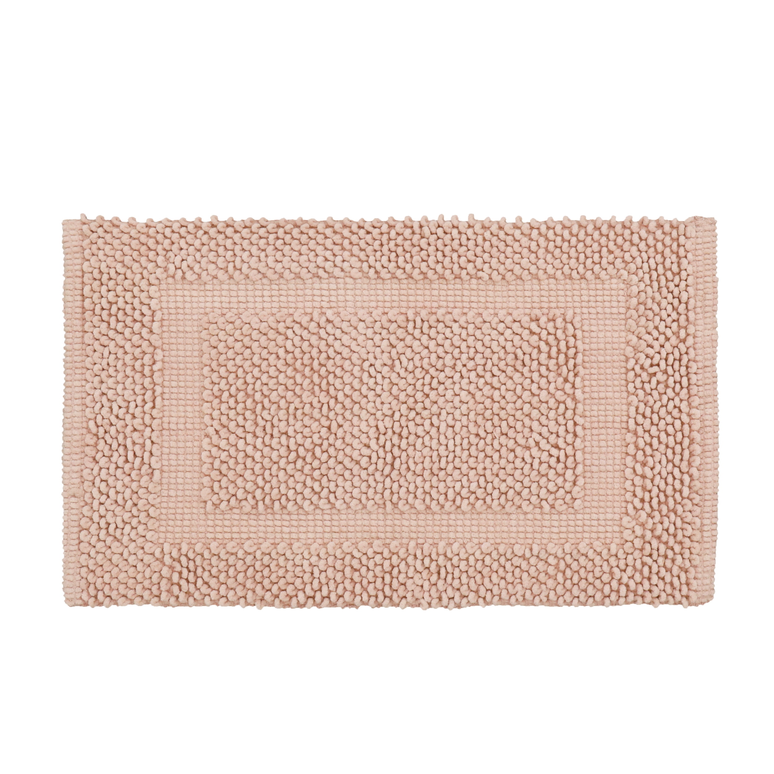 Jean Pierre New York Sophie Border 100% Cotton Bath Mat - Non-Slip Bath Rug - Pink Dusty Rose - 27" x 45"