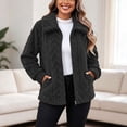 thumbnail image 2 of Edvintorg Outerwear for Women Plus Size Fleece Long Sleeve Zip up Jacket Fall Winter Loose Collared Coat with Pocket Women Clothing S-3XL Black, 2 of 8
