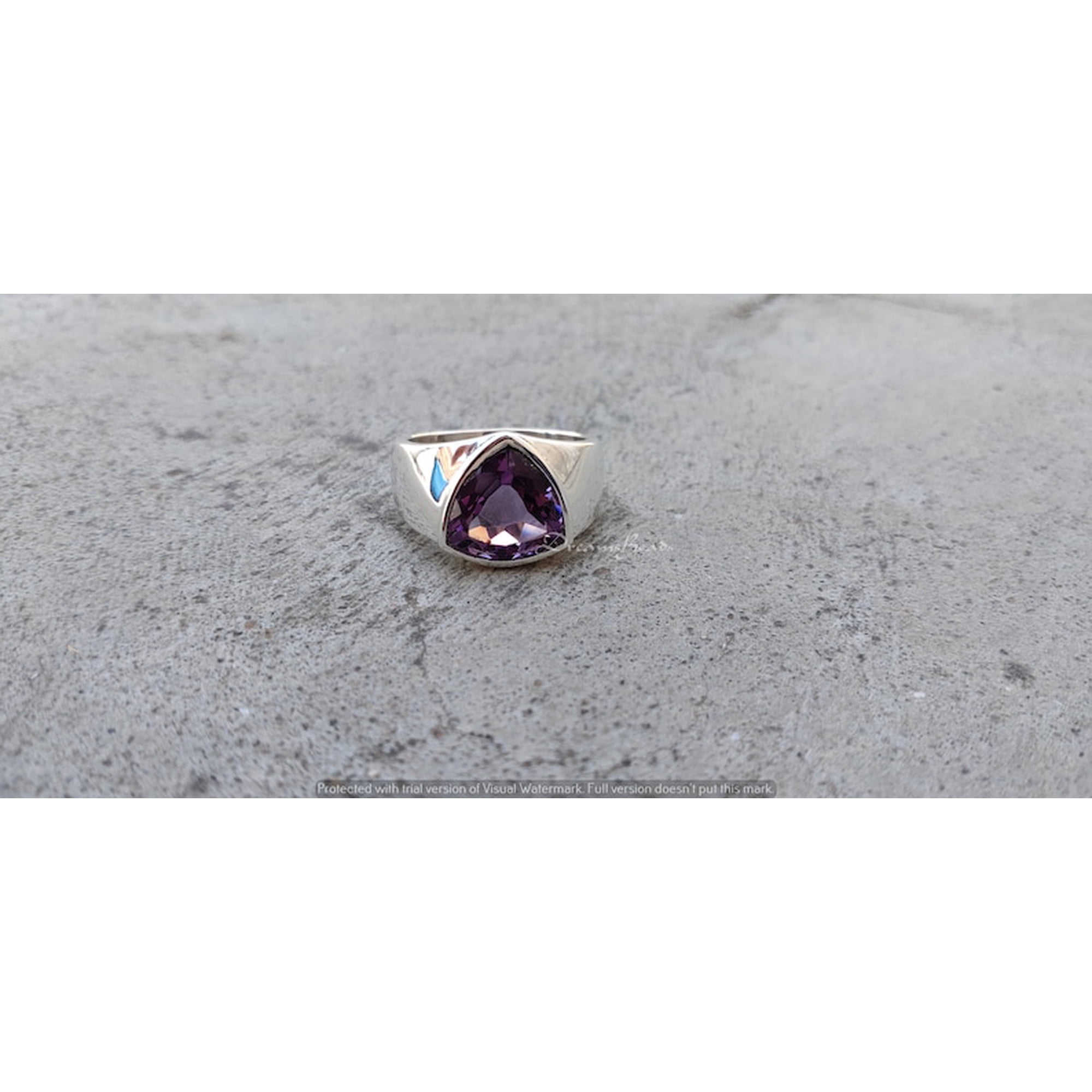 Acheter Bague en argent Sterling 925 massif avec améthyste violette, bijoux faits à la main, cadeau pour femmes
