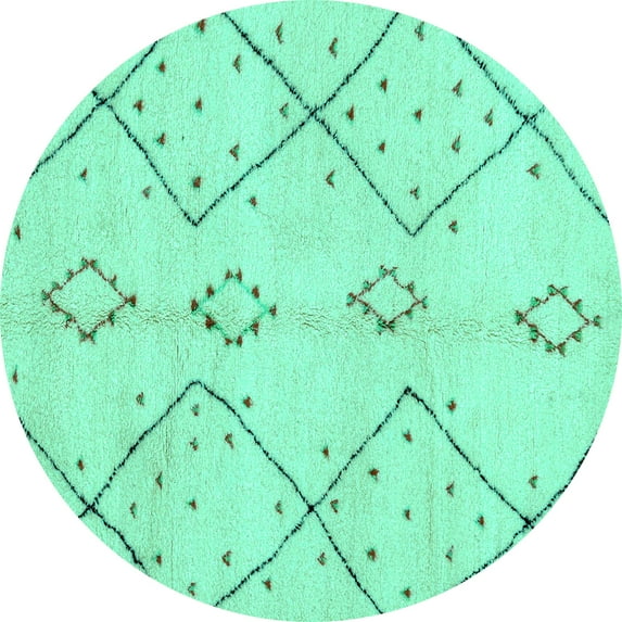 Ahgly Company Machine Washable Indoor Round Solid Turquoise Blue Modern Area Rugs, 8' Round
