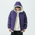 thumbnail image 3 of Brondbend Mens Winter Coats Man Jacket Hooded Long Sleeved Zipper Pocket Outerwear Solid Color Warm Jacket Loose Fit Anniversary Tops Purple, 3 of 3