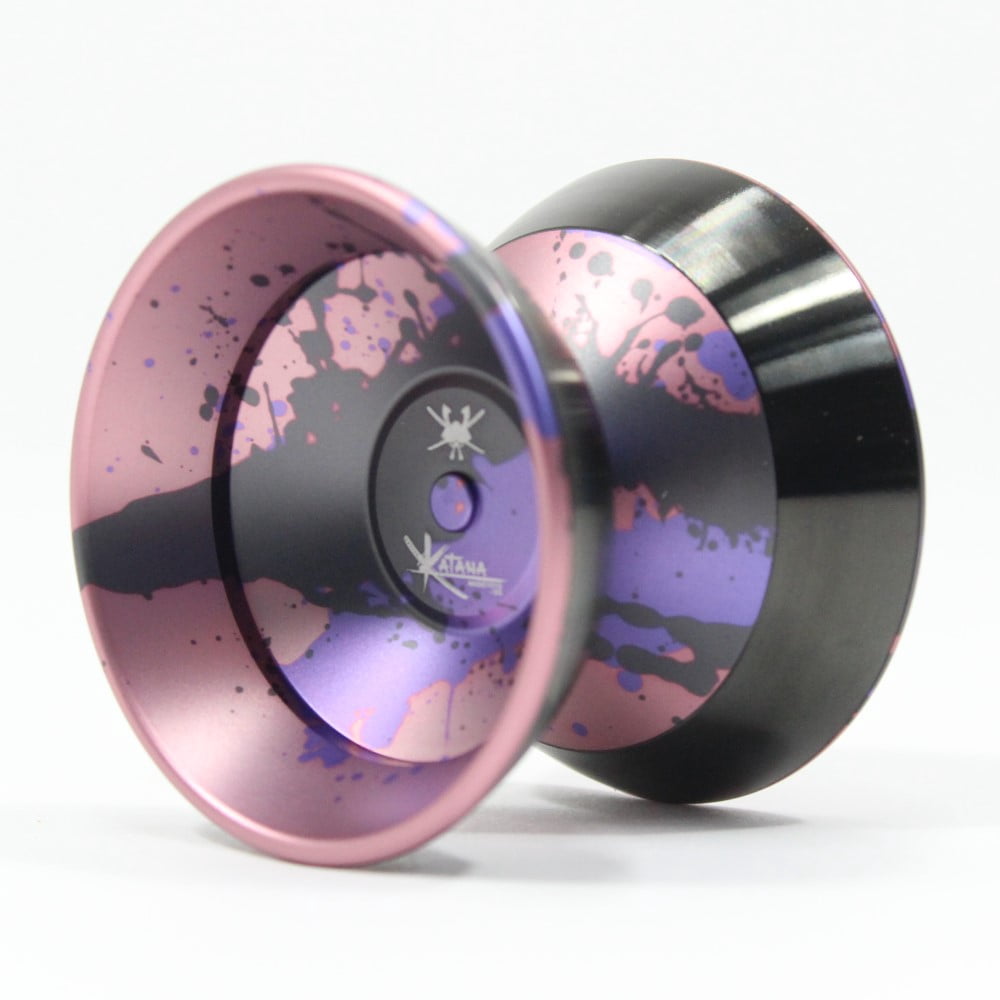 MAGICYOYO x SpinGear Katana 2 Yo-Yo - Bi-Metal - 7075 Aluminum with Stainless Steel Rings (Sakura Pink with Purple Black Splash)