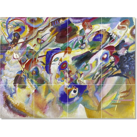 Ceramic Tile Mural-Wassily Kandinsky Abstract Painting 60. 48" w x 36" h using (12) 12 x 12 ceramic tiles