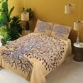 thumbnail image 3 of Tree of Life Sheet Set, Vintage Inspired Modern Graphic of an Aged Plant Swirling Branches Print, Fitted and Flat Sheet with Pillowcases Bedding Accent 4 Piece Set, Full, Cream Brown, by Ambesonne, 3 of 5