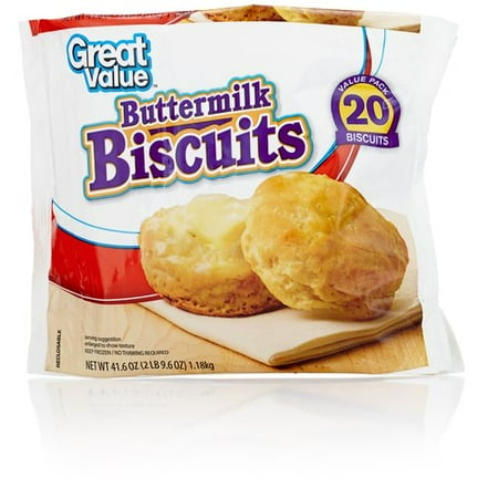 Great Value Frozen Buttermilk Biscuits, 41.6 oz, 20 Count