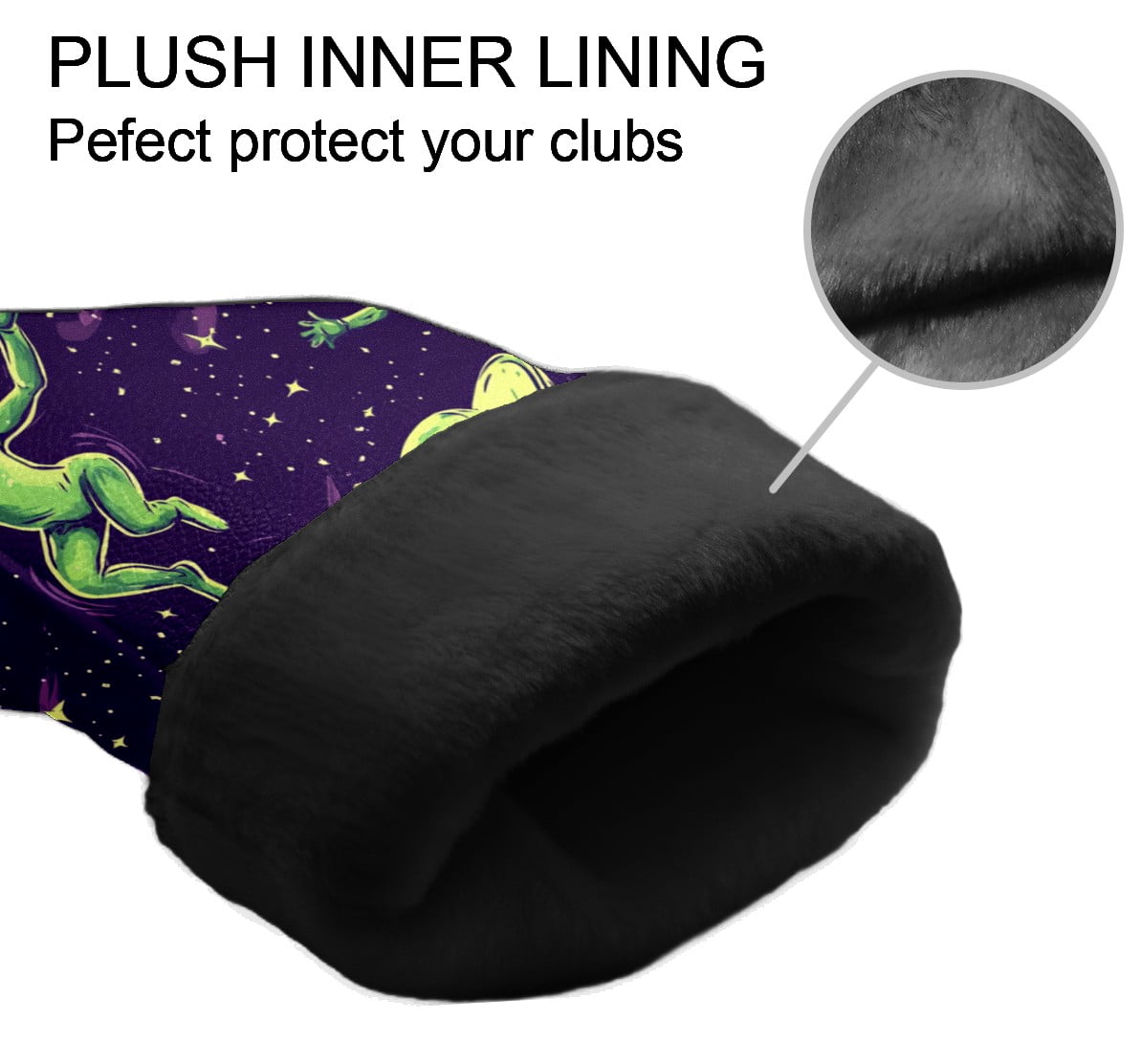 Golf Club Covers PU Leather Waterproof Head Covers for Fairway Woods Hybrids Green Alien