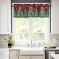 thumbnail image 3 of Christmas Trees Kitchen Curtains and Valances Set, Rod Pocket Curtains Tier Farmhouse Window Curtains 36 Inch Length, Snowflake Red Black Buffalo Plaid Xmas 3 Piece Kitchen Curtains Set, 3 of 6