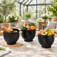 Colander Coated Light Black 5.5 Quart Metal Colander With Wood Handle And Stable Base ...