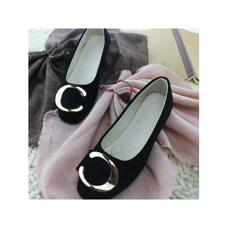 

Lacyhop Womens Flat Shoes Comfort Casual Shoe Slip On Flats Formal Lightweight Pumps Breathable Square Toe Black 9