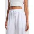 thumbnail image 3 of Pantalones Libin de lino con pernera ancha para mujer, color blanco, talla grande, 3 of 7