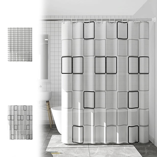 Fiudx Cortina de Ducha Impermeable, Secado Rápido, Ojales Metálicos, Lavable a Máquina, Tela de Poliéster, Elegante Decoración para Baño, Impermeable para Separación de Humedad y Sequedad, 187 X 198