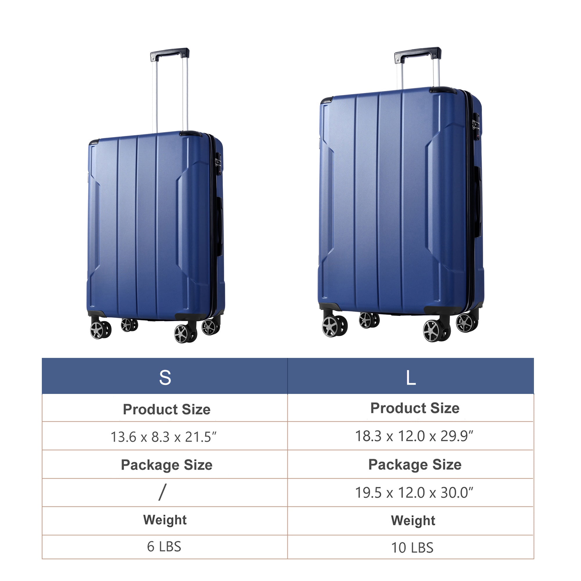 2 Piece Expandable ABS Hardshell Luggage Set, 20" Carry-on & 28" Checked Suitcase with TSA Lock, Double Spinner Wheels for Travel