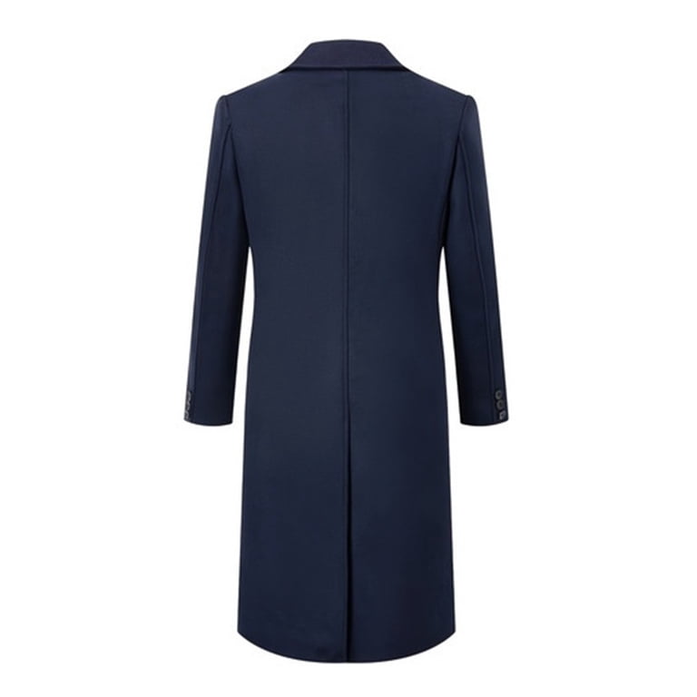 ohmzyzo Men's Wool Blend Pea Coat Notched Collar Single Breasted