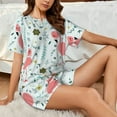 thumbnail image 6 of Bixox Women's Cute Flamingo Printed Pajama Set 2 Piece Lounge Set Top and Shorts Soft Pajamas, Shorts with Pockets, 6 of 7