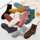 thumbnail image 3 of Calcetines de otoño para mujer, calcetines de otoño e invierno, calcetines de algodón de color liso, calcetines de mujer de estilo japonés, 3 of 4