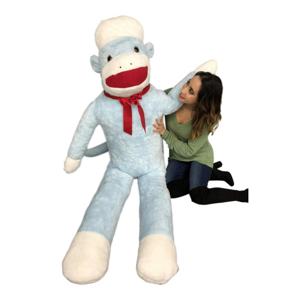 Big Plush Blue Color 6 Foot Giant Sock Monkey Soft Huge Stuffed Animal Made in USA America