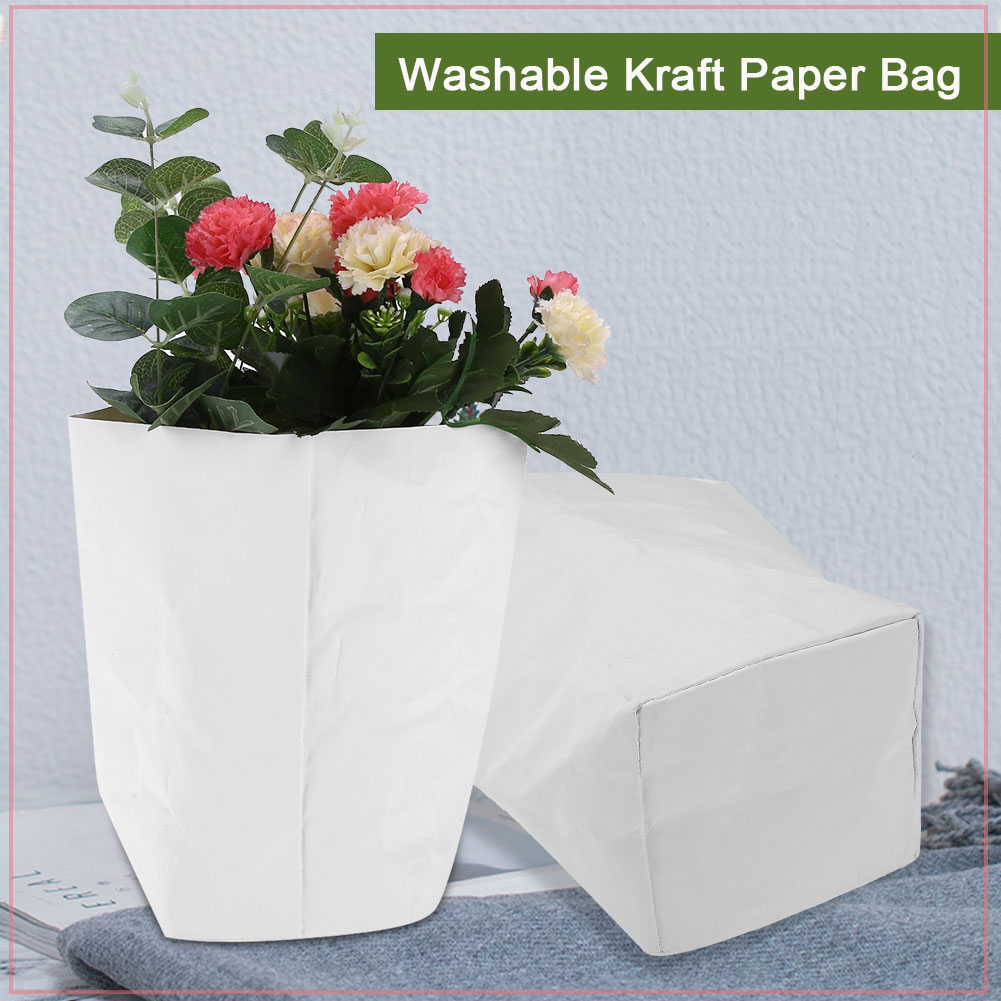 LYUMO Washable Kraft Paper Bag Plant Flowers Pots Home Storage Baskets