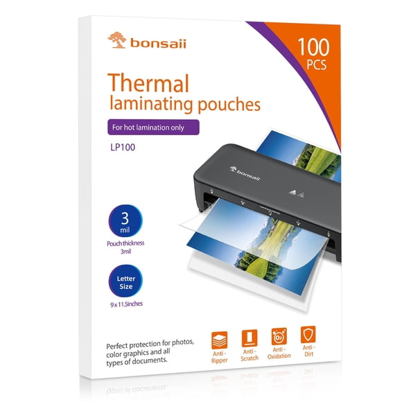 Bonsaii Laminating Sheets, 100 PCS 3mil Thermal Laminating Pouches, 9 x 11.5 inches,Clear and Durable, Suitable for Multiple Fields of Use