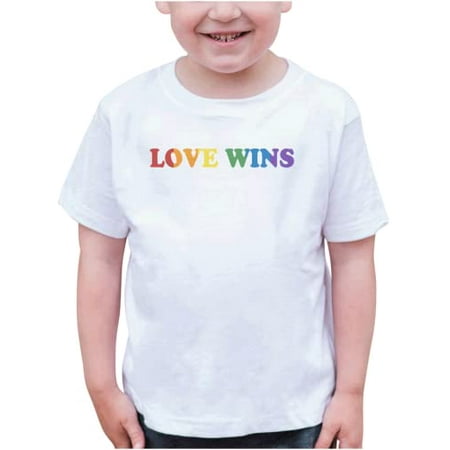 

7 ate 9 Apparel Kids Pride Shirts - Love Wins Rainbow White T-Shirt 4T
