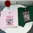thumbnail image 5 of SHIZ University Embroidered Sweatshirt | Pink Green College Crest Crewneck, 5 of 5