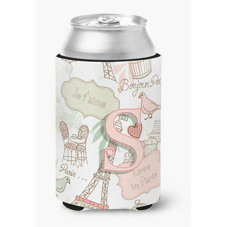 

Letter S Love in Paris Pink Can or Bottle Hugger
