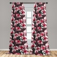thumbnail image 4 of Ambesonne Floral Abstract Curtains, Poppy Illustration, Pair of 28"x63", Red White and Charcoal Grey, 4 of 5