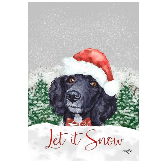 Poodle Black - Hippie Hound Studios Let it Snow Christmas Garden Flag