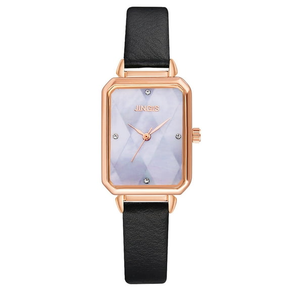 HBFAGFB Women Watch Ladies Rectangular Casual Leather Strap Watch Versatile Easy to Read White