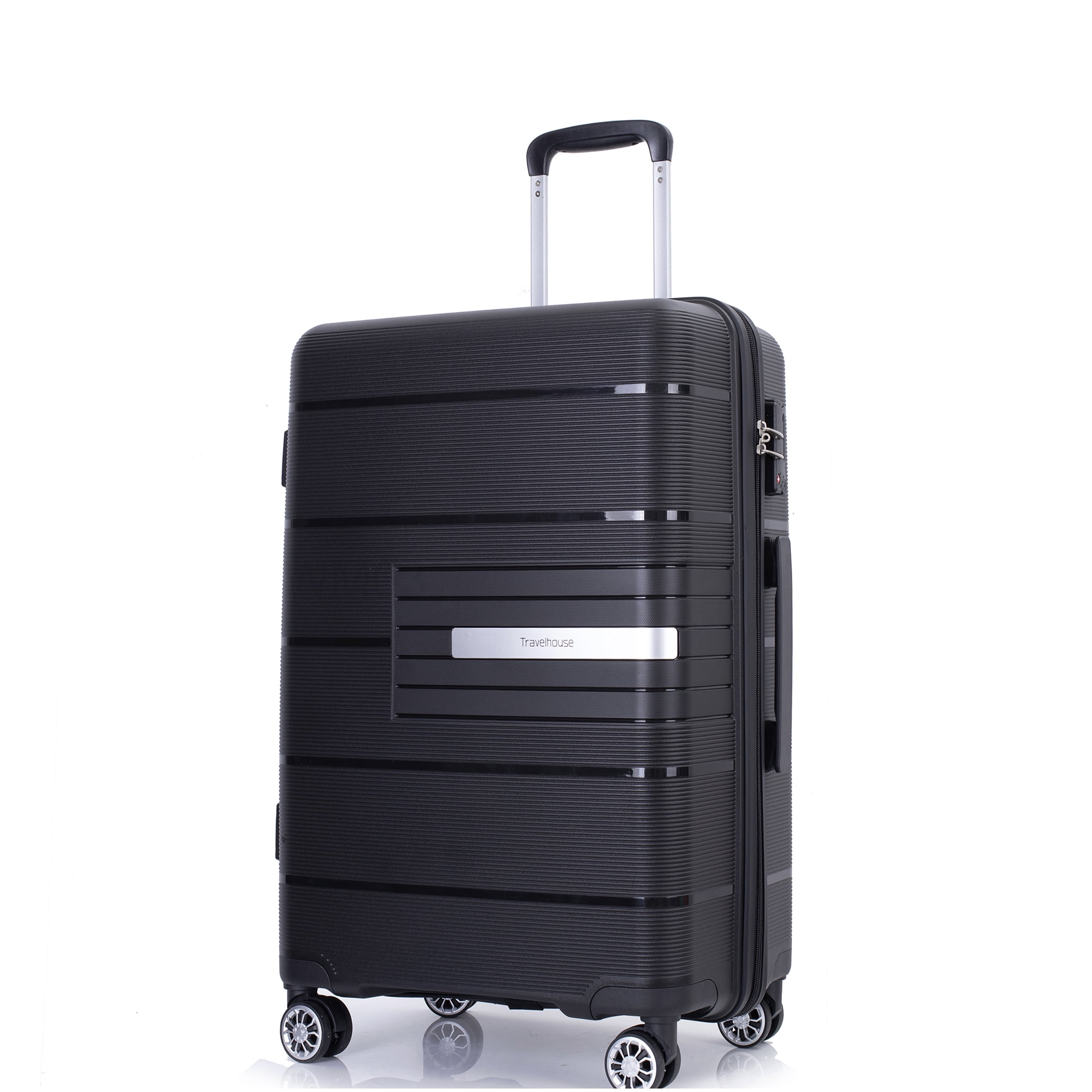 CHAMPFLAG ABS Hardshell 3-Piece Luggage Set with Double Spinner Wheels &; TSA Lock | Lightweight Checked and Carry On Suitcase in Black