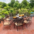 thumbnail image 2 of 9-Piece Cast Aluminum Outdoor Table and Chairs, Classic Vintage Patio Dining Set for 8 Include 87" Oval Patio Dining Table and 8 Chairs with Removable Cushion and Umbrella Hole, 2 of 7