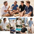 thumbnail image 3 of Mens Linen Shirt Short Sleeve Casual Lightweight Button Down Shirts Beach Summer Light Blue Tops, 3 of 8