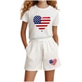 thumbnail image 2 of Boys Girls Kids 2-Piece Outfit Set Patriotic Graphic Print Short Sleeve Top & Shorts White 4-5 Years, 2 of 5