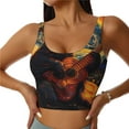 thumbnail image 2 of Lsque Starry Night Cat Guitarist Printed Women'S Sports Bra, Compression, Moisture Wicking, High-Impact Sports Bra For Women,Supportive sports bra-X-Large, 2 of 9